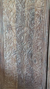 Hand-Carved Tree of Life Wooden Wall Panel Rustic Whitewashed Vintage Barn Door 80