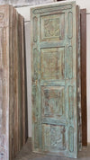 Vintage Carved Door Blue Floral Interior Single Sliding Door 96x29.5