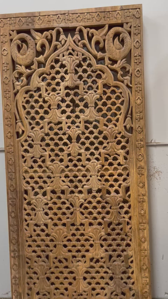 Hand Carved Moorish Lattice Wood Double Door Room Divider 80