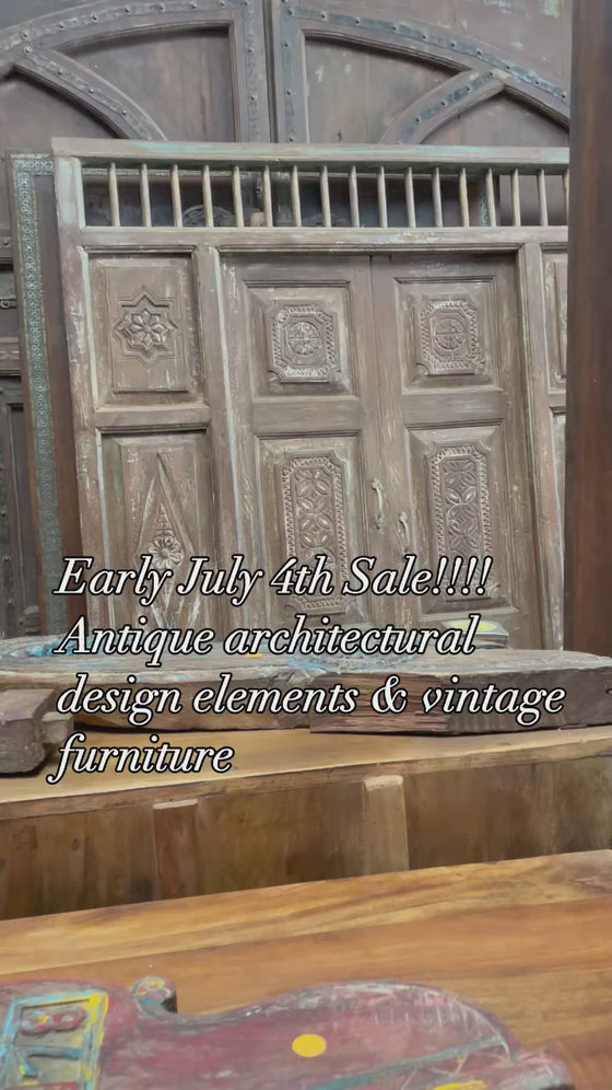 Carved Statement Door Whitewash Rustic Teak Door Vintage Indian Door 84X59