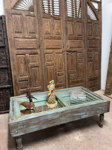  Antique Coffee Table, Jharokha with Mirror Living Room Accent Table