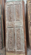 Antique Carved Wood Door Distressed Floral Statement Barndoor 80x26.5