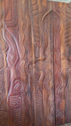 Hand-Carved Tribal Barn Door Rustic Boho Home Decor Wall Panel 80X36