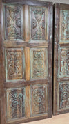 Vintage Carved Wood Door Rustic Green Farmhouse Barn Door 80x36