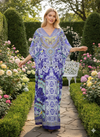 purple floral caftan