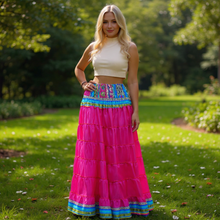  Women's Skirt Barbie Pink Floral Maxi Skirt Stylish Boho Skirt Dress S/M