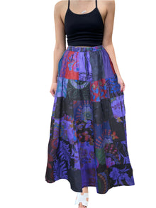  Women's Bohemian Maxi Skirt – Purple Cotton Patchwork for Beach & Summer Days SM