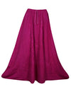 Chic Deep-Hued Fairy Skirt with Floral Details in Magenta Pink Rayon, S/M/L