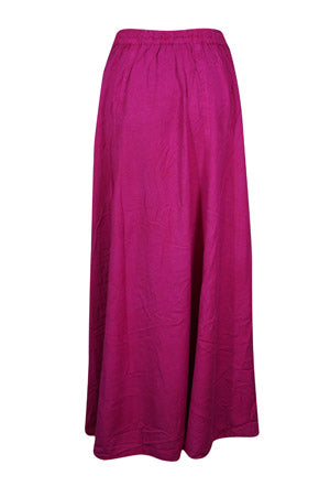 Chic Deep-Hued Fairy Skirt with Floral Details in Magenta Pink Rayon, S/M/L