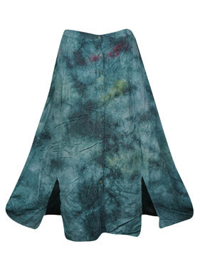 Womens Renaissance Faire Skirt, Tie Dye Button Down Long Skirts S/M/L