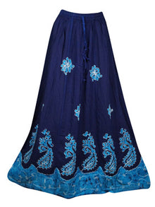 Blue Floral Renaissance Maxi Skirt,