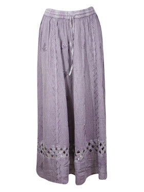 Gray Renaissance Midi Skirt, with Hand Embroidery Boho Skirts S/M/L