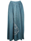 Blue Long Embroidered Skirt, Bohemian Festive Skirts S/M/L
