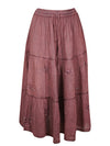 Cinnamon Brown maxi Skirt, Boho Flare Embroidered Long Skirts S/M/L