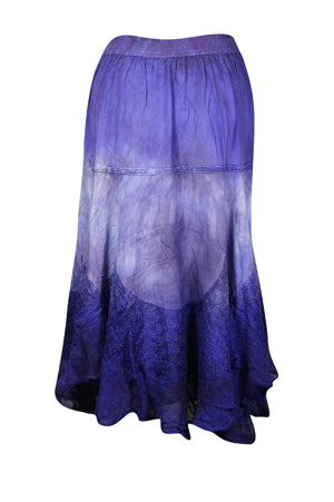 Stomy Clouds Renaissance Long Skirt, Embroidered Tie Dye Boho Skirts S/M/L