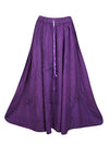 Chic Purple Bohemian Tiered Maxi Skirt, Embroidered Maxi Skirts S/M/L