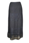 Soft and Flowy Black Long Boho Skirt, Bohemian Embroidered Skirts M/L