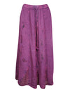 Pink Floral Renaissance Midi Skirt, Bohemian Embroidered hippie Skirts S/M/L