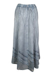 Gray Renaissance Long Skirt, Panel Embroidery Maxi Skirts S/M/L
