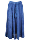 Blue Maxi Skirts, Medieval inspired Hippie Rayon Skirt, Ren Faire Western Long Skirt S/M/L