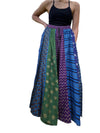 Navy Boho Floral Maxi Skirt – Flowy Hippie Skirt with Dori Tie & Elastic Waist S/M/L