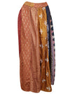 Boho Maxi Skirt, Retro Patchwork Skirts, Fall Brown Pink Patchwork Swing Skirts S/M/L