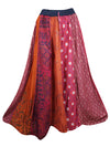 Women Maxi Skirt, Multi Pink Patchwork Dori Long Skirts, Festive Boho Skirts S/M/L