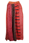 Womens Maxi Skirt, Paneled Red Printed Summer Retro Hippy Long Skirts S/M/L