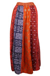 Womens Maxi Skirt, Paneled Red Printed Summer Retro Hippy Long Skirts S/M/L