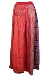 Womens Boho Long Patchwork Skirt, Fall Festive Red, Vintage Retro Skirt SML