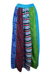 Womens Fall Maxi Skirt, Blue Green Patchwork Skirts, Retro Festive Hippie Skirts S/M/L