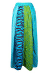 Womens Boho Maxi Skirt, Blue Dori Patchwork, Flared, Long Skirts S/M/L