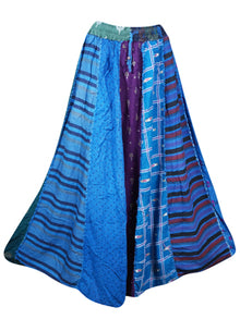  Womens Fall Blue Maxi Skirt, Beach Festival, Dori Patchwork Skirts, Retro Skirt S/M/L