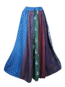  Womens Dori Maxi Skirt, Patchwork Printed Hippie Long Skirts, Elastic Waist, Skirt S/M/L