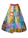 Womens Maxi Skirt, Multicolor Summer Skirt, Recycle Silk Gujarati Patchwork Skirts S/M