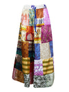 Womens Maxi Patchwork Skirt, Pink Blue Recycle Silk Gypsy Skirts S/M