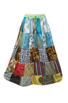 Womens Blue Maxi Skirt, Beach Patchwork Recycle Silk Sari Gypsy Skirt S/M