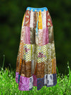 Womens Maxi Skirt, Multicolor Summer Skirt, Recycle Silk Gujarati Patchwork Skirts S/M