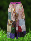 Womens Flared Maxi Skirt, Molto Mauve Patchwork Recycle Silk Gypsy Festival Skirts S/M/L