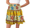Womens Summer Skirt, Multi Yellow Beach Hippy Recycle Silk Sari Gypsy Skirts S/M
