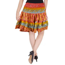  Womens Summer Ruched Skirt Red Beach Recycle Silk Skirts S/M