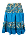 Womens Summer Skirt Blue Beach Recycle Silk Skirts S/M