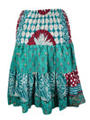 Ruched Skirt Sea Green Beach Recycle Silk Skirts S/M