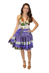Women's Purple Floral Ruched Skirt – Recycled Silk Summer Beachwear S/M