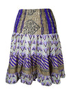 Womens Summer Ruched Skirt Beige, Purple  Beach Recycle Silk Skirts S/M
