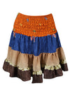 Womens Summer Ruched Skirt Orange, Blue  Beach Recycle Silk Skirts S/M