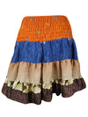 Womens Summer Ruched Skirt Orange, Blue  Beach Recycle Silk Skirts S/M