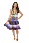 Women's Purple Floral Ruched Recycled Silk Skirt – Boho Summer Beachwear S/M
