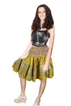 Women's Goldenrod Yellow Ruched Recycled Silk Skirt – Boho Summer Beach Skirt  S/M