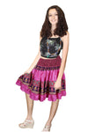 Women's Pink Boho Chic Recycled Silk Skirt – Smocked Elastic Waist Beachwear S/M